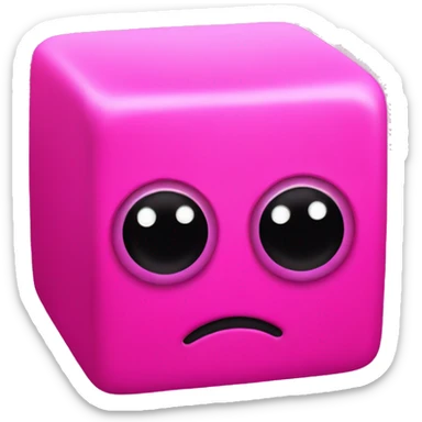 Neon pink cube with eyes sticker