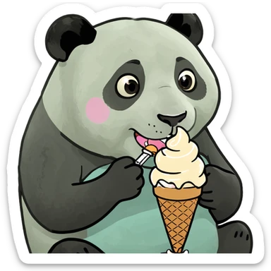 Panda eating ice creamy  sticker