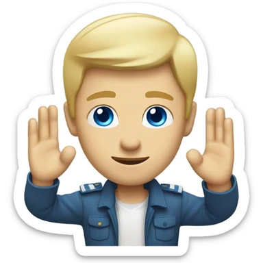 blonde man with blue eyes saluting sticker