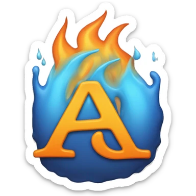 the letter A with flames around it, make the A blue sticker