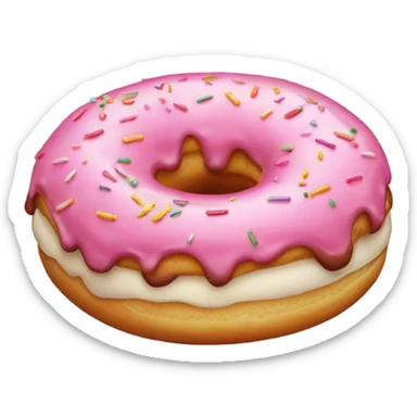 Pink Donut mit Puderzucker sticker