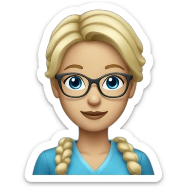 Blonde young female elementary school teacher with clear glasses and blue eyes sticker