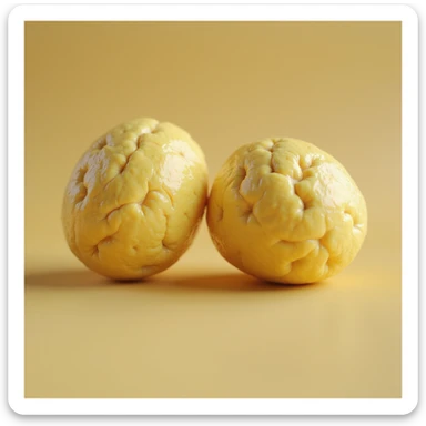 two yellow fat cells (adipocytes) hyperrealistic 3d, no background, with different details sticker