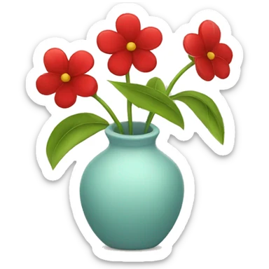 Three red flowers in a vase sticker