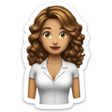 Profesora-joven-colombiana-cabello rubio oscuro-bata sticker