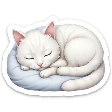 chat blanc qui dort  sticker