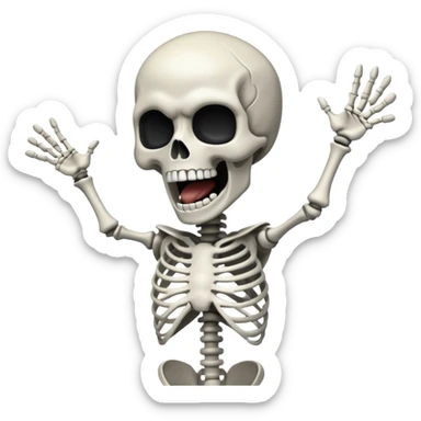 Skeleton super idol with no eyes screaming and skeleton super idol is a (somewhat whitish) gray color and the background is pitch black sticker