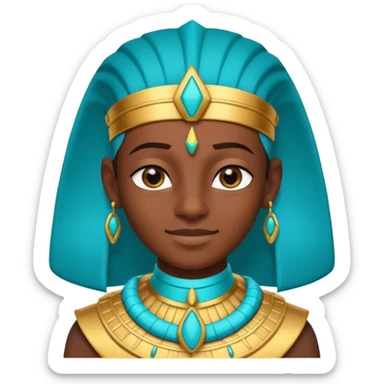 A young pharaoh with bright eyeliner, turquoise collar, and a confident proud smile.
 sticker