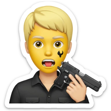 A yellow head that has a Glock in mouth sticker