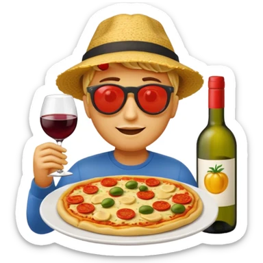 Italy theme, food and culture, colorful, emoji style sticker