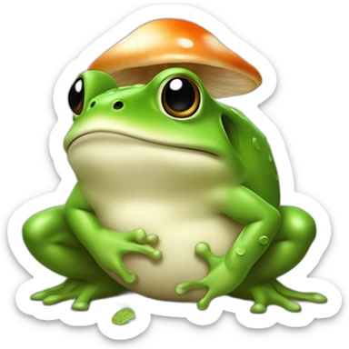 Grenouille avec un champignon sur la tête sticker