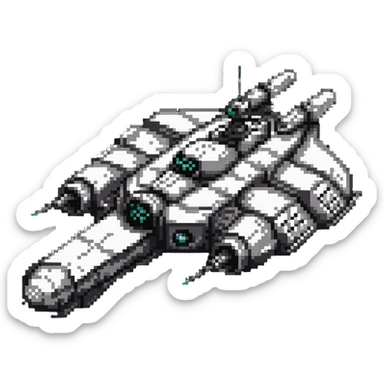battle-worn space cruiser with weapon turrets sticker