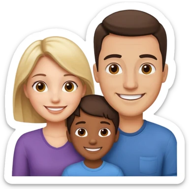 man and woman couple with 2 kids sticker