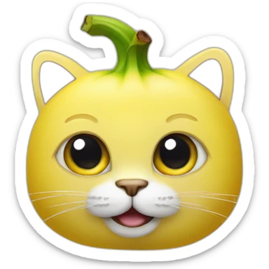banana with cat face sticker