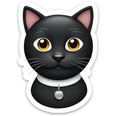 Black cat with white mustache sticker