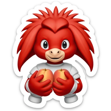 knuckles a red animal with peach arms and white mittens that have no fingers , he’s a echidna with red eyes sticker