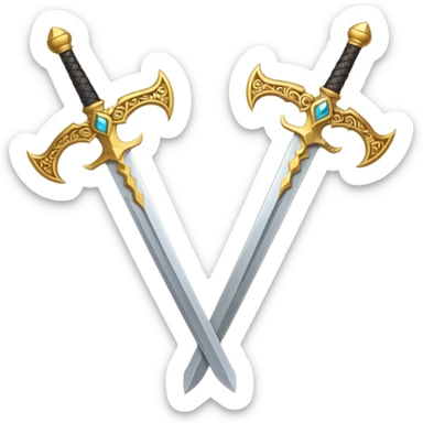 Two Golden royal swords with gold blades sticker