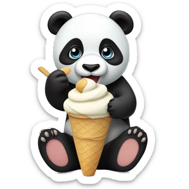 Panda eating ice cream sticker