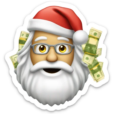 Santa Clause with money sticker
