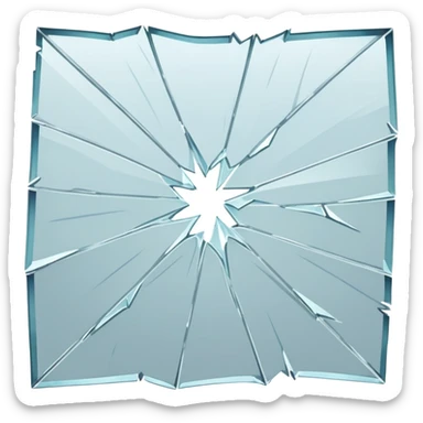 broken glass window pane, cracks visible sticker