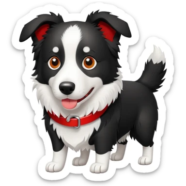 Border Collie black and white with a red collar  sticker