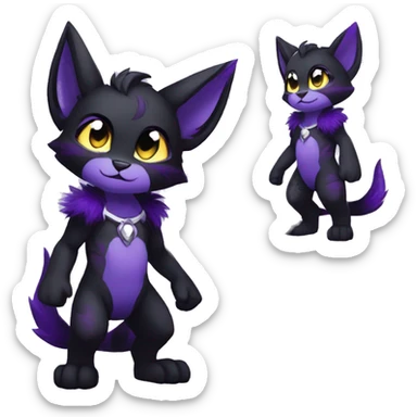 Anthro-Edgy-Cool-Black-Purple-Contrast-Colors-Fantasy-Fur-Sona-Chibi-Shiny-Fakémon-Hybrid full body sticker
