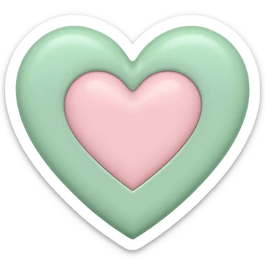 A half pastel green half pastel pink heart sticker