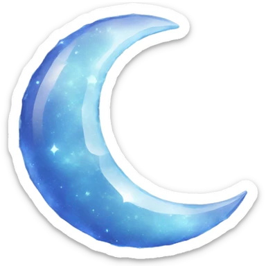 blue crystal crescent moon sticker
