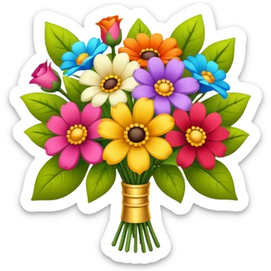 Beautiful bouquet of flowers with gold  sticker