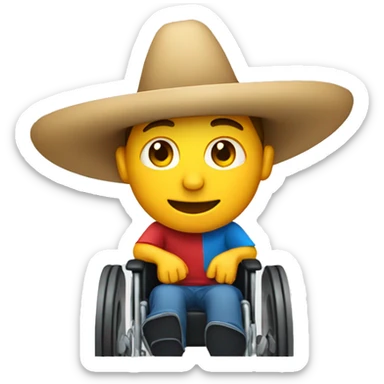 Guy in wheelchair wearing a sombrero  sticker
