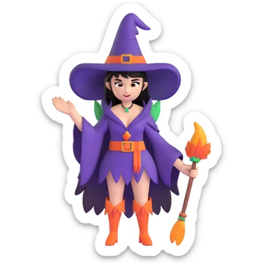Morrigan from Dragon Age as a witch with feather outfit sticker