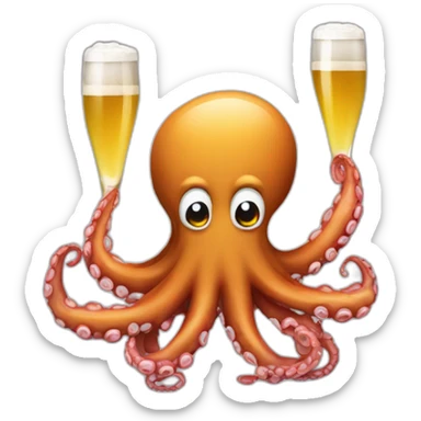 Pulpo bebiendo cerveza  sticker