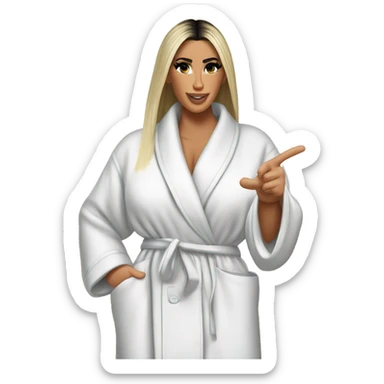 Kim kardashian perfect bathrobe behind pointing finger forward sticker