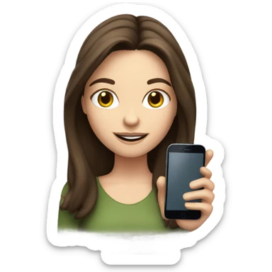 Brunette white girl taking picture with a phone sticker