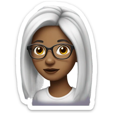girl with piercing, white hair and glasses sticker