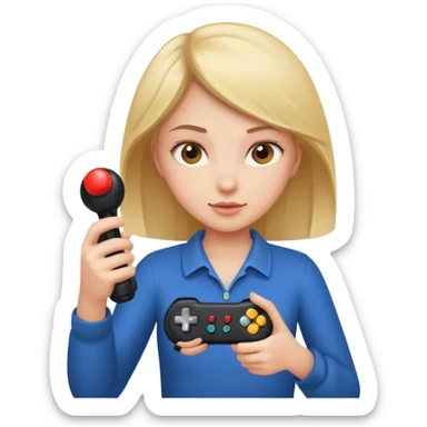 Girl grabbing joystick sticker