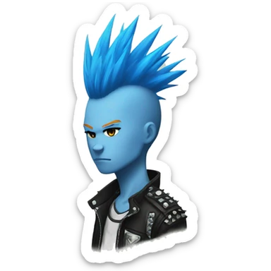 punk, blue mohawk, anime sticker