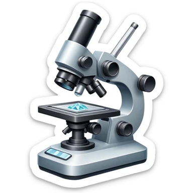 An icon featuring an electronic microscope, a metal alloy, and a crystal structure, symbolizing materials science. The design includes different materials like metals, ceramics, and polymers, alongside a stamp representing testing and quality control. Transparent background sticker