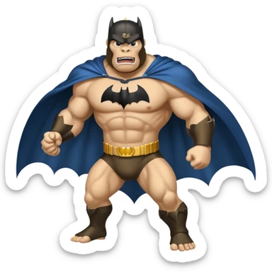 king kong with a batman uniform and cape sticker