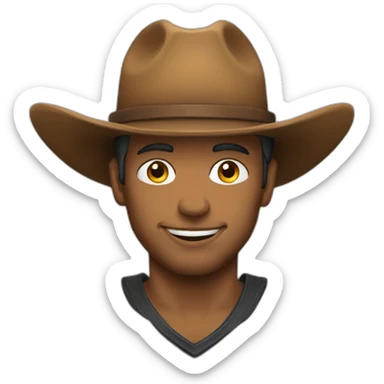 close up of a cowboy wearing two hats sticker