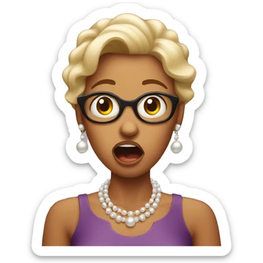 shocked woman with clutched pearls sticker