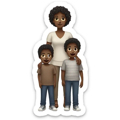 black woman with two sons sticker