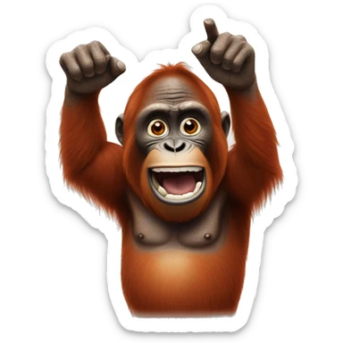 realistic orangutan pointing finger  sticker