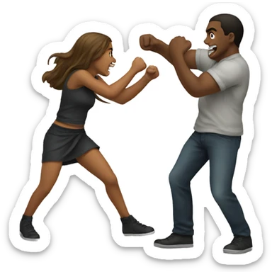 girl fighting guy sticker