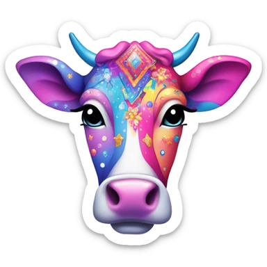 Lisa Frank cow ￼ sticker