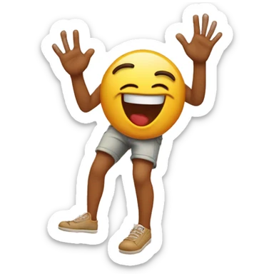 Emoji with heart eyes smiling and kicking feet with hands on face sticker