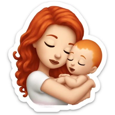 Red head kissing baby sticker