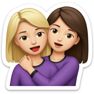 blond girl biting brunette girls neck sticker