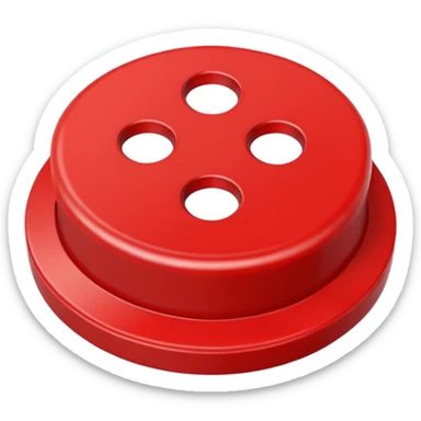 Red button with 4 holes and a red rim sticker