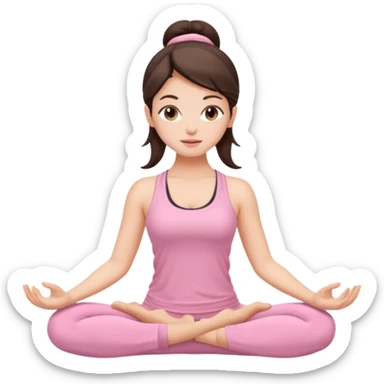Brunette yoga girl light pink clothes n sticker